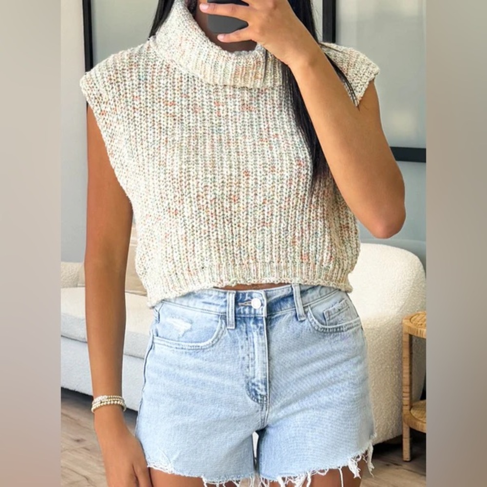 Day + Moon Cowl Sweater Vest Confetti L